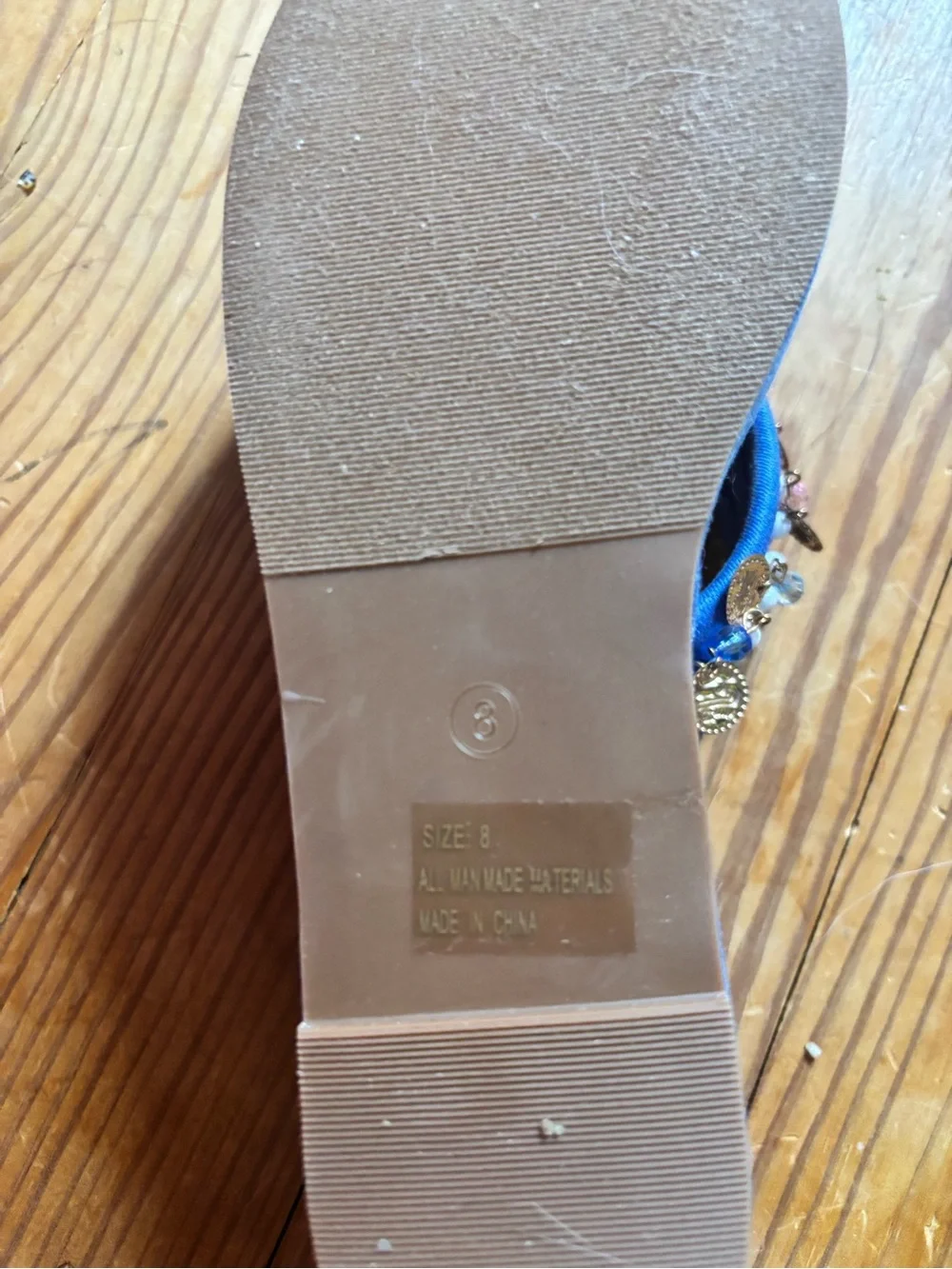 Lulu's Blue Beaded Coin Platform Thong Sandals